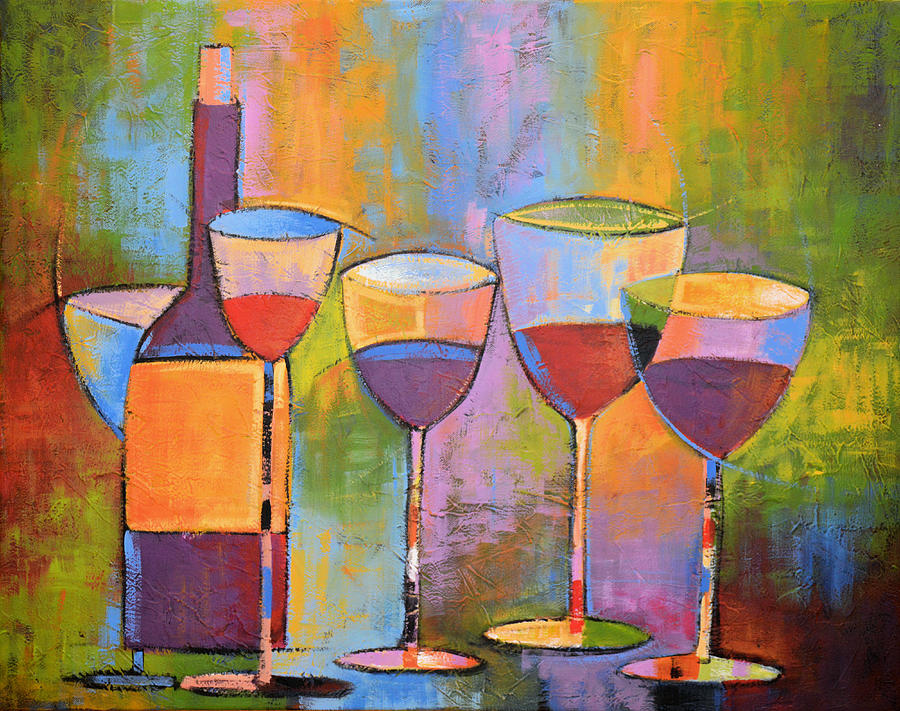900x711 Modern Wine Art Wine Party Painting By Amy Giacomelli - Art And Wine Painting