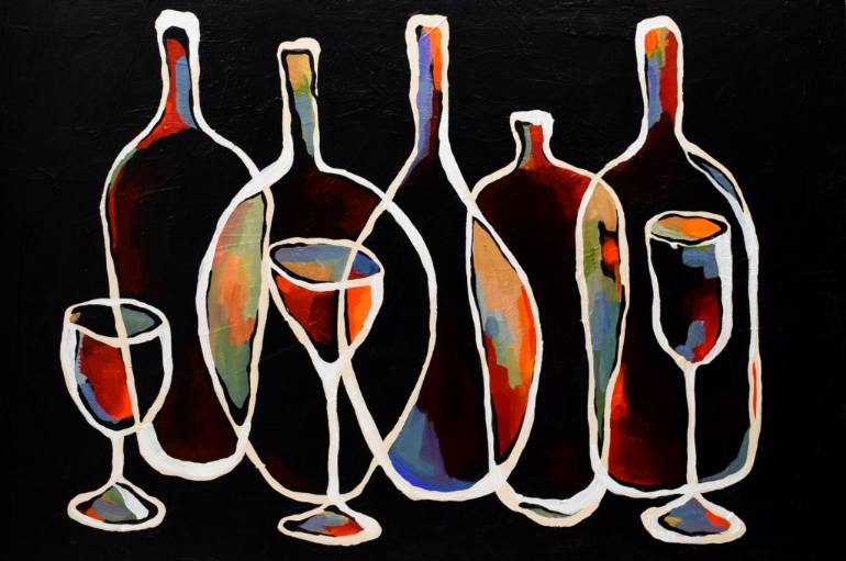 770x511 Saatchi Art Wine Bar Painting By Mike Daneshi - Art And Wine Painting