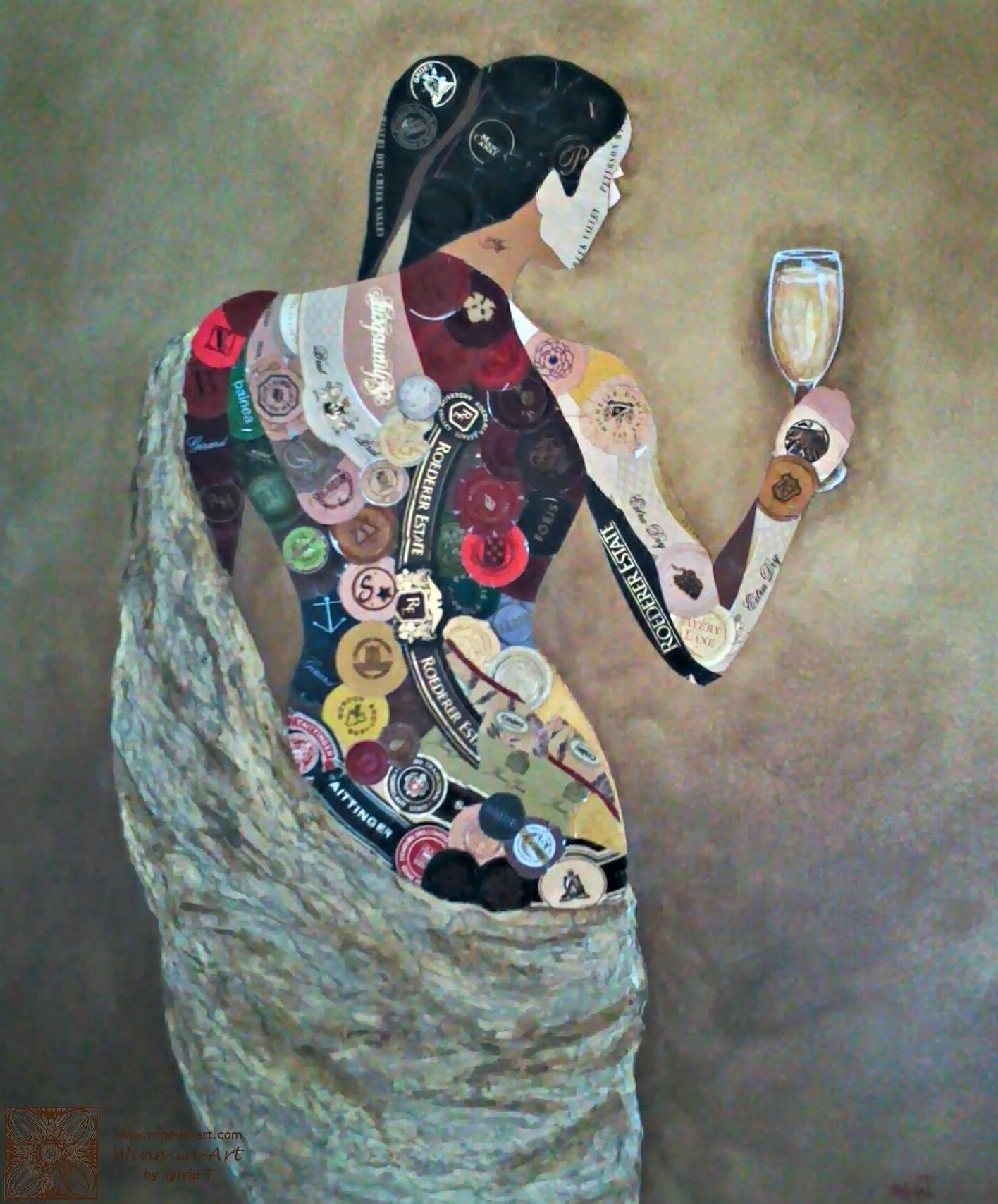 1416x1708 Unique Wine Art By Sylvia Thompson Dias - Art And Wine Painting