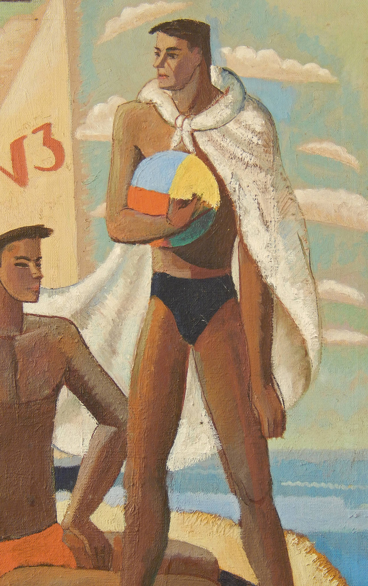 1280x2039 The Swimmers, Superb Art Deco Painting Influenced By Cubism, 1934 - Art Deco Painting