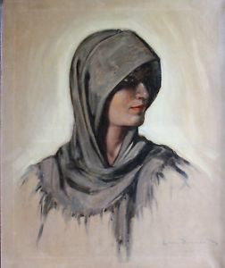 252x300 Edmond Doumont, Portrait Of Woman, Painting, Art Friendships - Art Deco Woman Painting