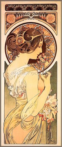 214x500 868 Best Alphonse Mucha Images On Art Nouveau - Art Deco Woman Painting