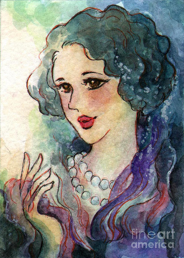 642x900 Ac258 Art Deco Woman Painting By Kirohan Art - Art Deco Woman Painting