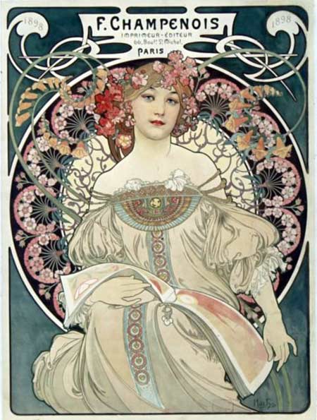 450x595 Master Of Art Nouveau Alphonse Mucha - Art Nouveau Woman Painting