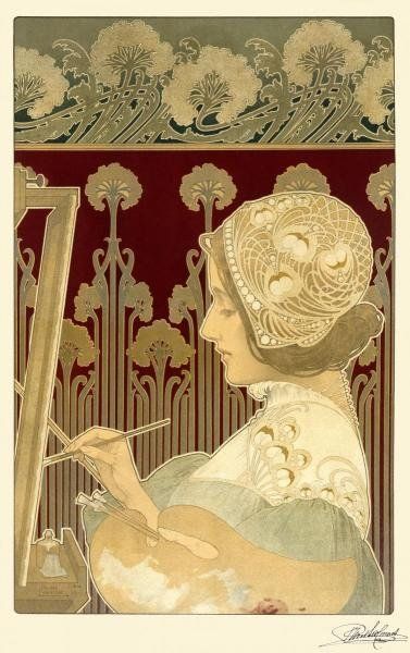 377x600 Privatlivemontwomanpainting.jpg Henri Privat Livemont - Art Nouveau Woman Painting