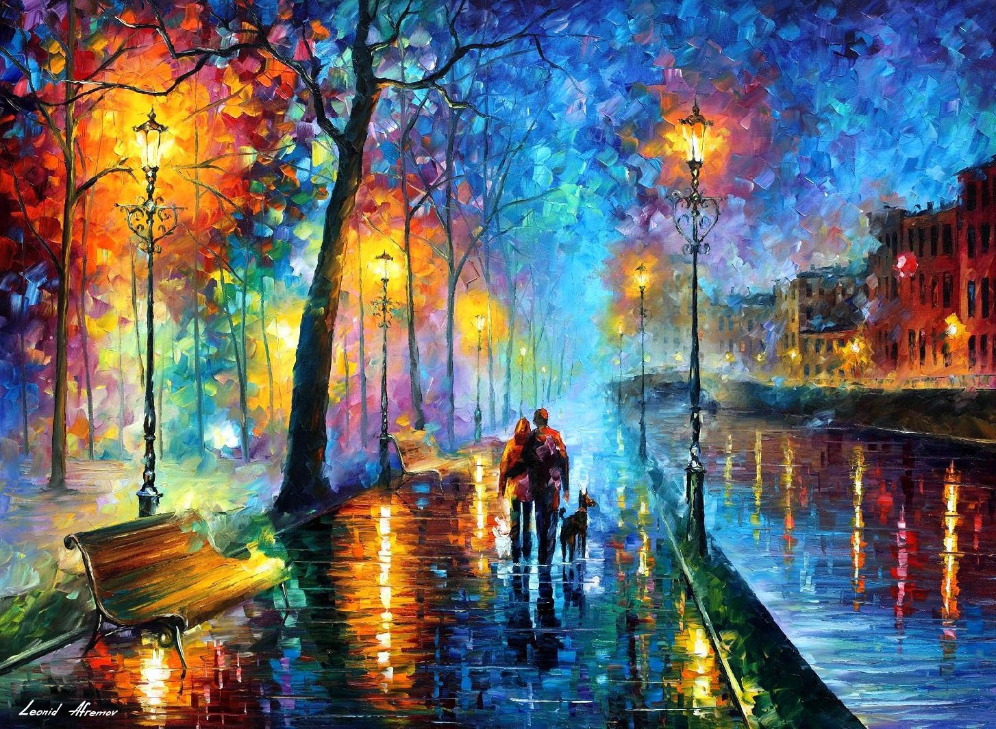 1454x1064 Melody Of The Night Palette Knife Oil Painting On Abstract - Art Painting