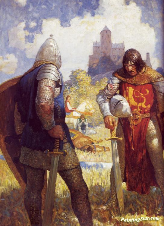 544x750 King Arthur Artwork By Newell Convers (N.c.) Wyeth Oil Painting - Arthur Painting