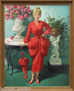 244x300 Arthur Sarnoff Illustration Pin Up Oil Painting Canvas Board Pin - Arthur Painting