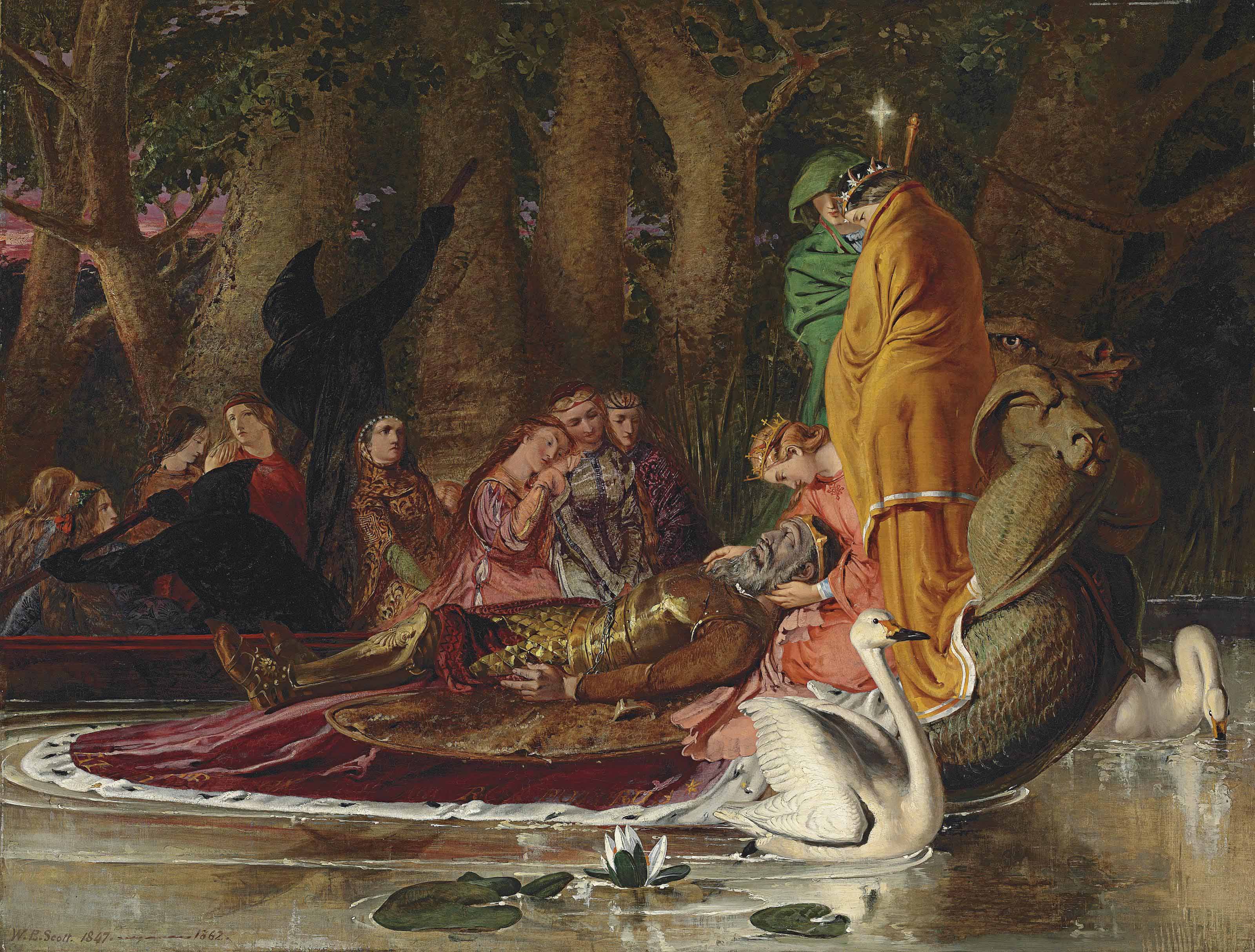 3200x2429 William Bell Scott (1811 1890) King Arthur Carried To The Land - Arthurian Painting