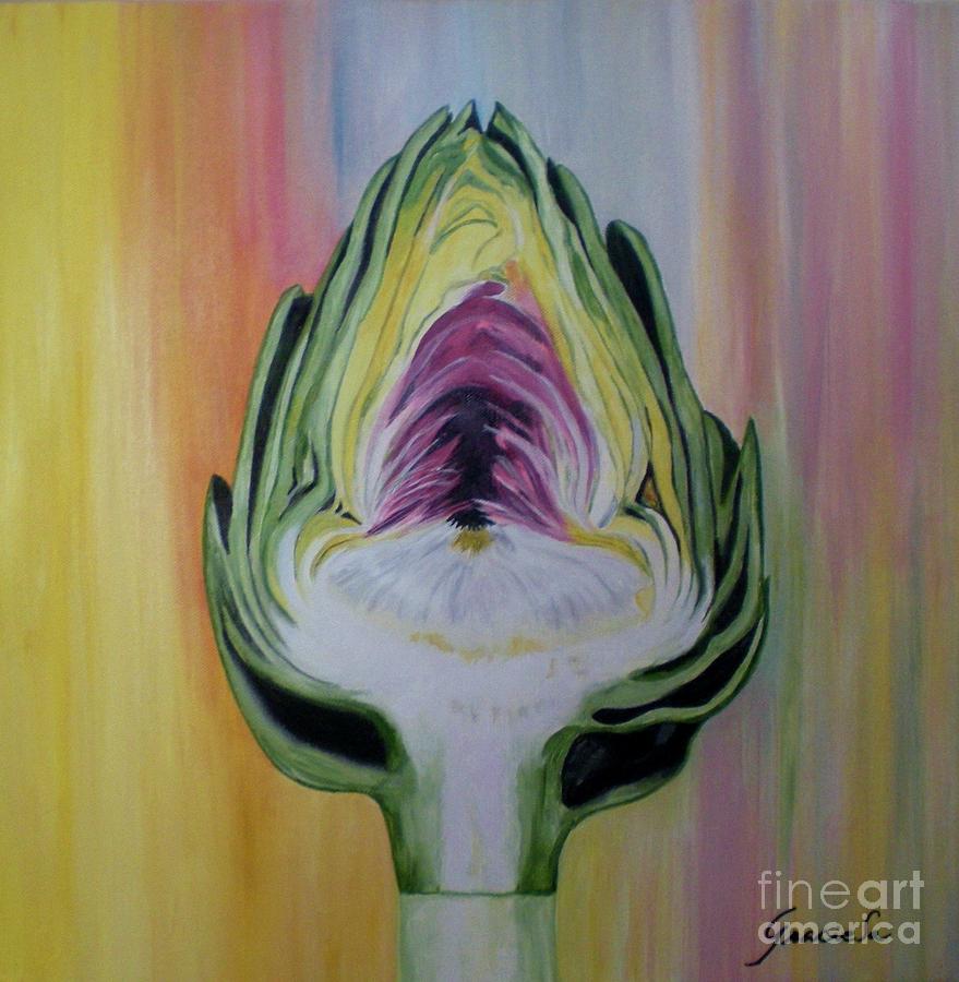 879x900 Half Artichoke Painting By Graciela Castro - Artichoke Painting