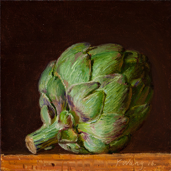 600x600 Wang Fine Art Artichoke Original Oil Painting A Day Still Life - Artichoke Painting