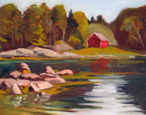 504x399 Brooksville Boathouse - Artist Anderson Oil Painting