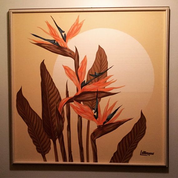 570x570 Birds Of Paradise By Letterman, Oil On Canvas, Signed Tropical - Artist Letterman Oil Painting