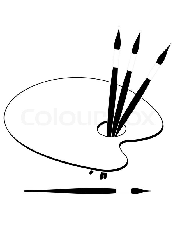 618x800 Withe Palette And Paint Brushes - Artist Painting Cartoon