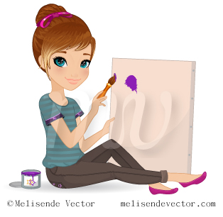314x306 Young Girl Painting Illustration, Young Girl Painting Vector - Artist Painting Cartoon