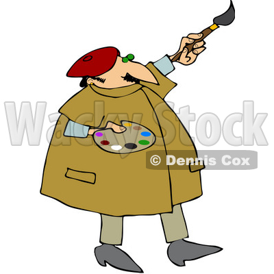400x400 Clipart Illustration Of A Male Artist Creating An Abstract Piece - Artist Painting Clipart