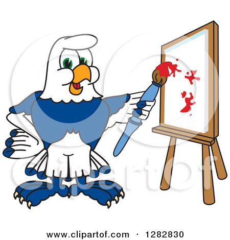 450x470 Clipart Of A Happy Seahawk School Mascot Character Artist Painting - Artist Painting Clipart