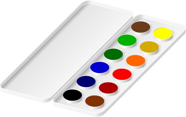 600x378 Watercolors Paint Tray - Artist Painting Clipart