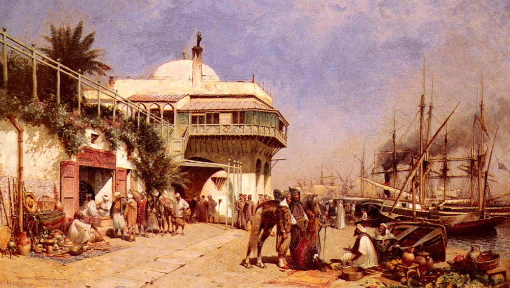 1000x566 Wordsworth The Port Of Algiers Painting Alfred Thompson Oil - Artist Thompson Oil Painting
