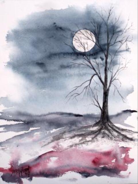 481x640 Derek Mccrea Artwork Moon Light Gothic Modern Fine Art Print - Artist Watercolor Painting