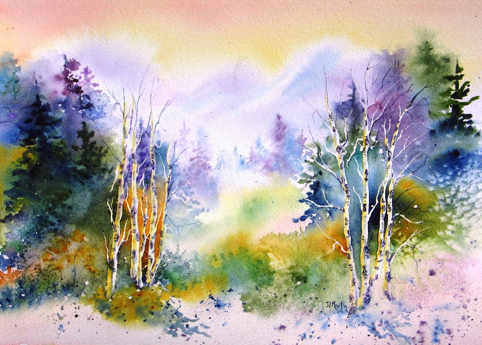 1600x1146 Donna L. Martin Fine Art Watercolor Landscape Painting, Aspen - Artist Watercolor Painting