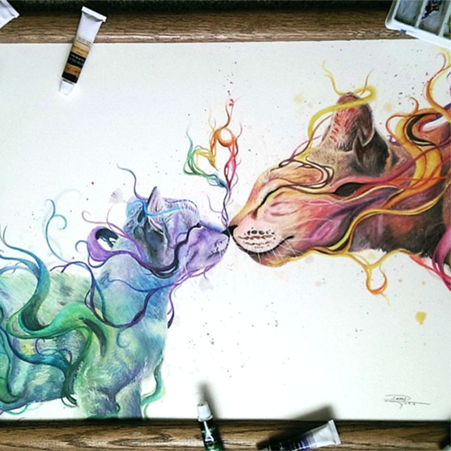 640x639 17 Year Old Artist Creates Incredibly Lively Watercolor And Pencil Art - Artist Watercolor Painting