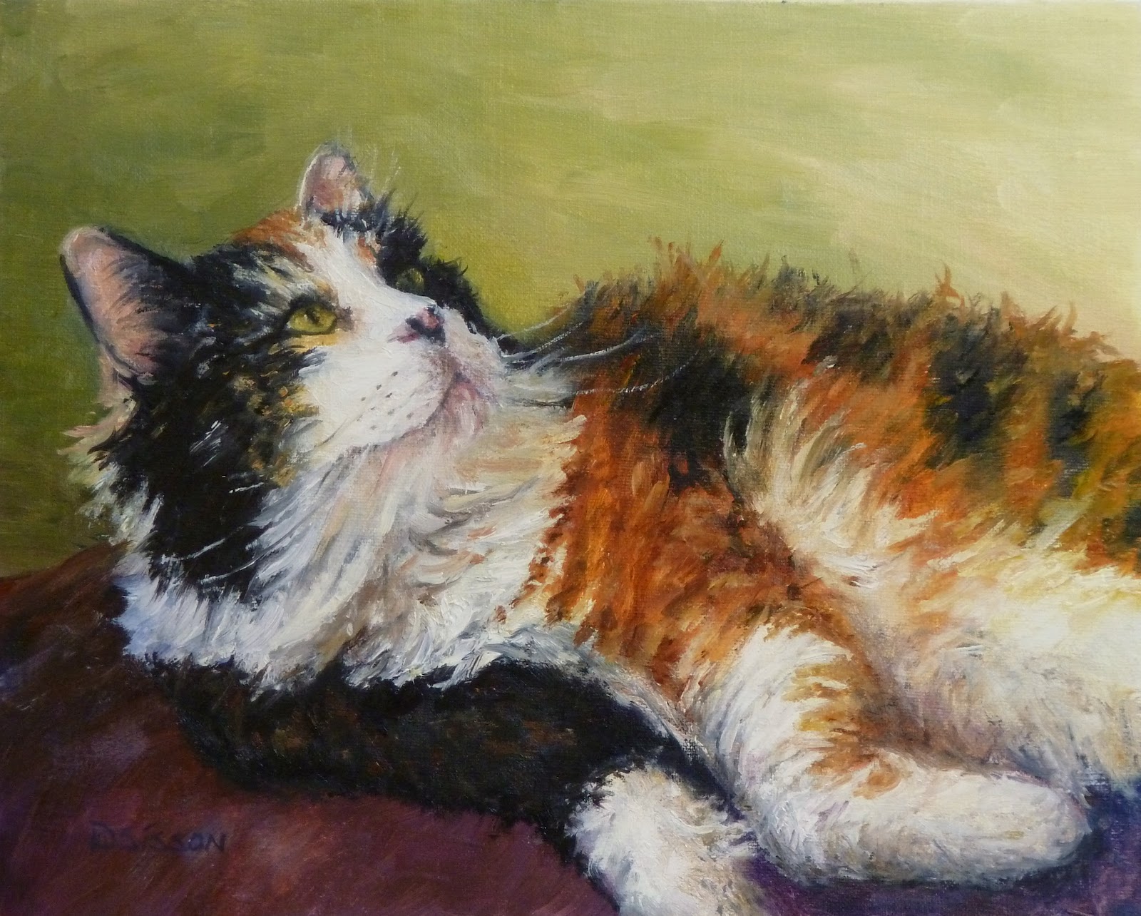 1600x1284 Daily Painting Projects Calico In Repose Oil Painting Cat Art - Artists Who Painting Cats