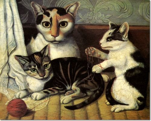 500x401 Unknown American Artist - Artists Who Painting Cats