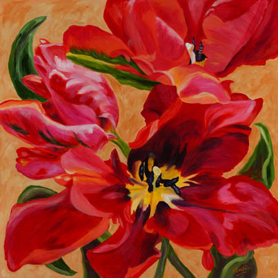 403x403 Bold Vibrant Large Flower Paintings - Artists Who Painting Flowers