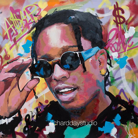 570x570 Asap Rocky Original Painting 40 Art Hip Hop Rap - Asap Rocky Painting