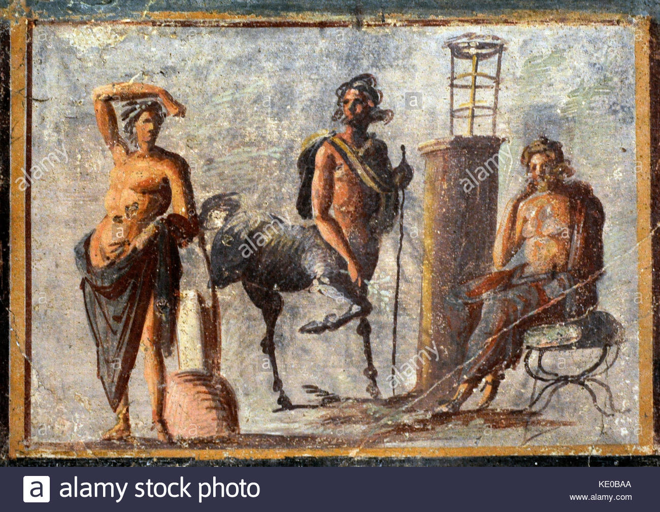 1300x1009 Fresco Depicting Apollo, The Centaur Chiron And Asclepius. Pompeii - Asclepius Painting