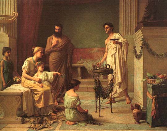 540x425 John William Waterhouse A Sick Child Brought Into The Temple - Asclepius Painting