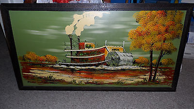 400x225 Large Ashbrook Studios Signed Illuminated Steamboat Painting - Ashbrook Painting