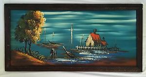 300x158 Midcentury Ashbrook Studios Painting On Large Panel Framed - Ashbrook Painting