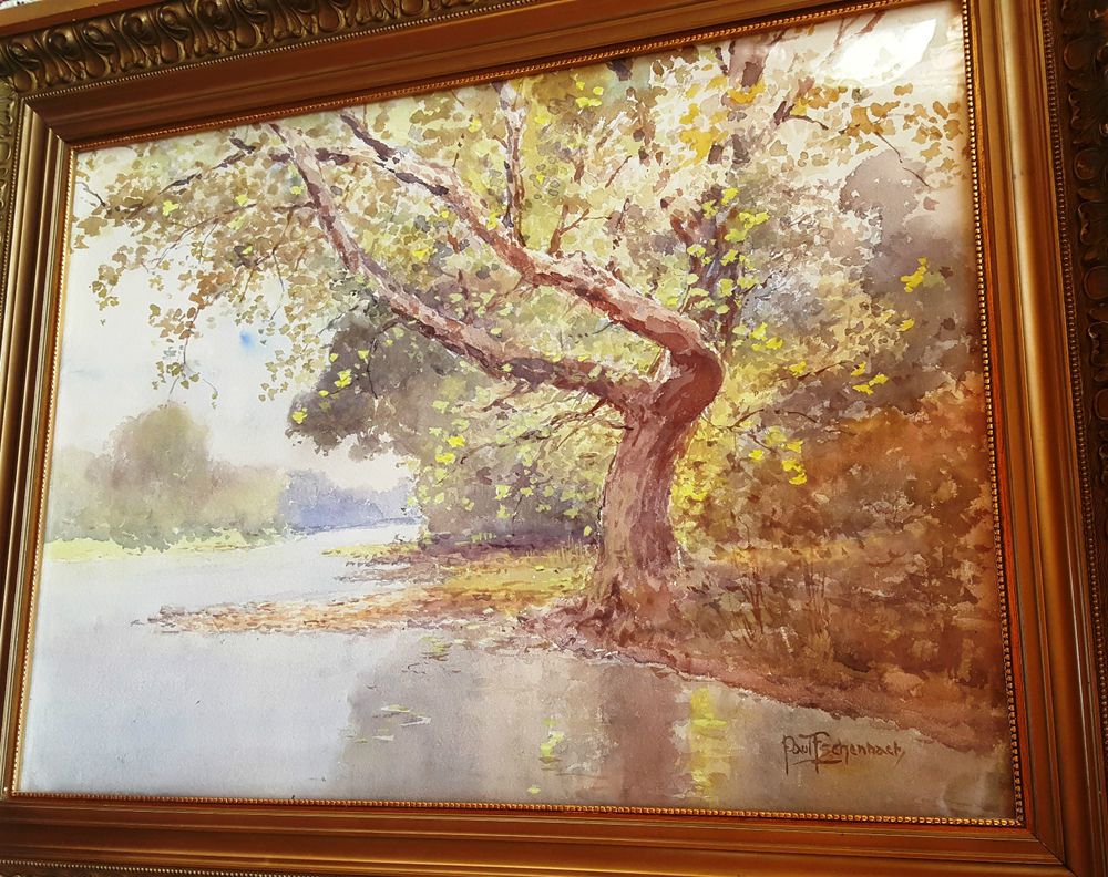 1000x792 Paul Ashbrook Original Watercolor Painting Sycamore On The Little - Ashbrook Painting