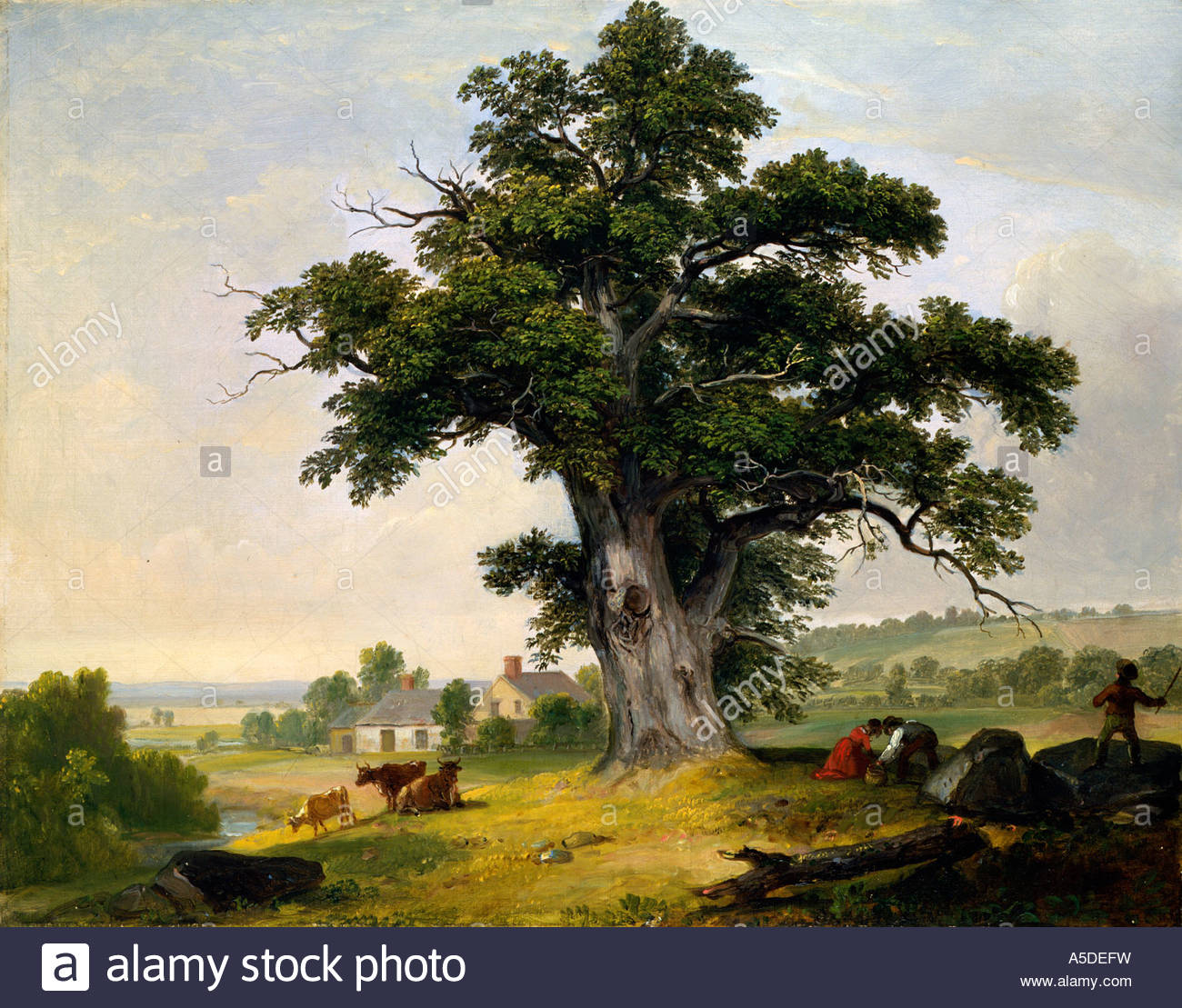1300x1109 Painting The Nut Gatherers Asher Brown Durand Stock Photo - Asher Painting