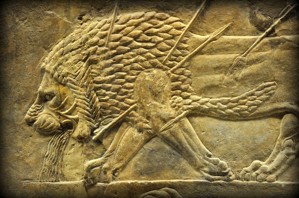 1024x680 Assyrian Lion Hunting - Ashurbanipal Painting
