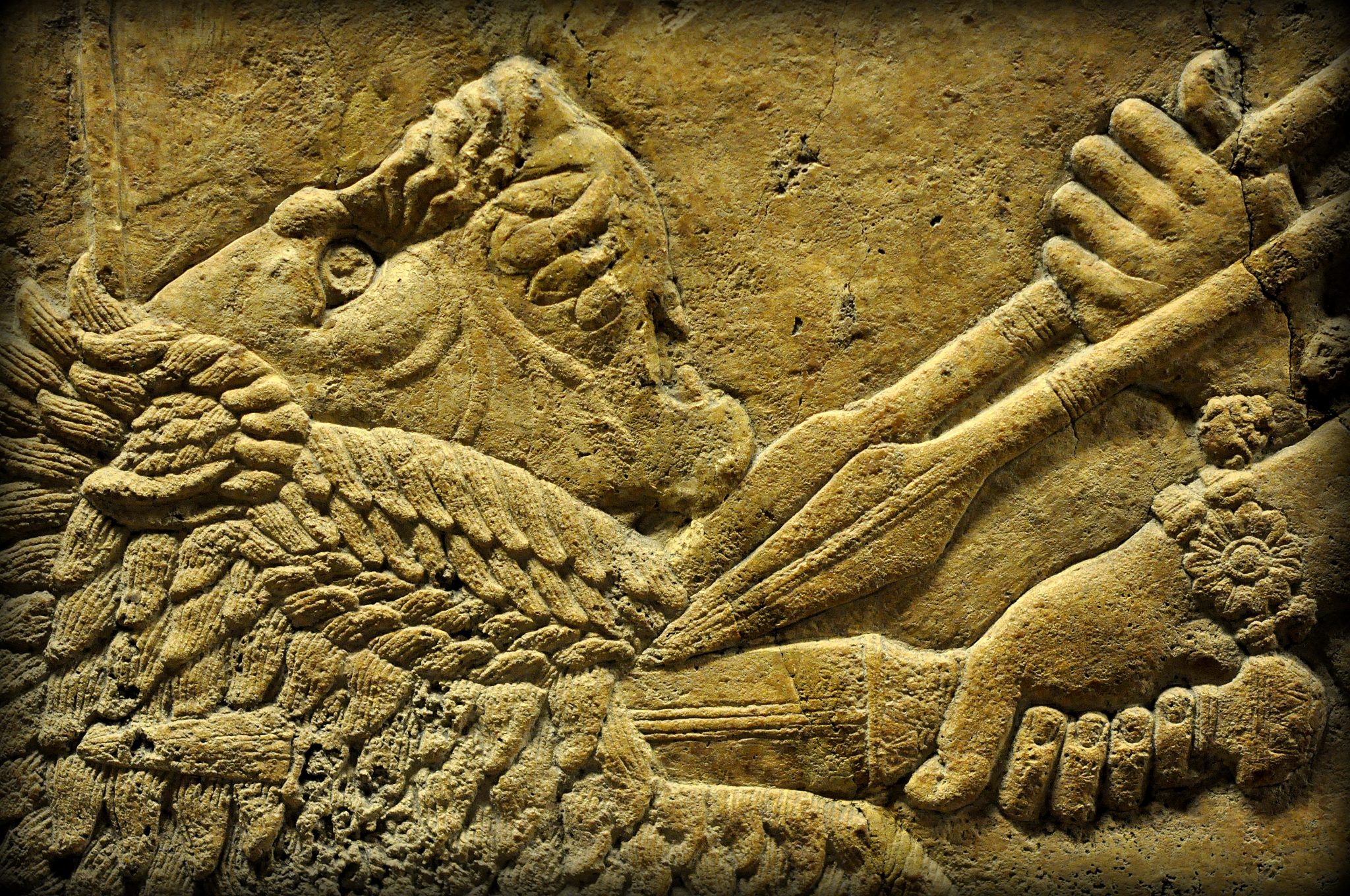 2048x1360 Assyrian Lion Hunting - Ashurbanipal Painting