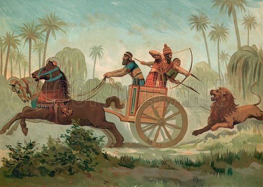 512x364 All Mesopotamia Ashurbanipal Hunting Lions - Ashurbanipal Painting