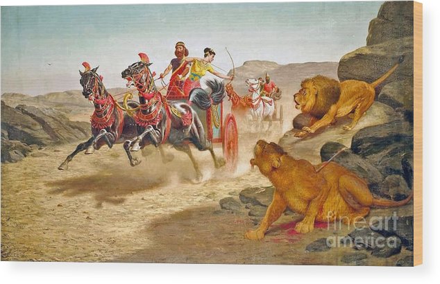 634x410 Ashurbanipal And Assur Wood Print By Motionage Designs - Ashurbanipal Painting