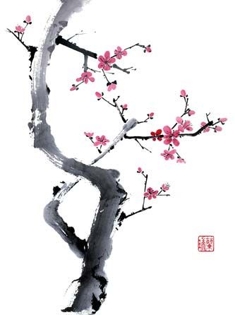 333x446 I Absolutely Love Chinese Brush Painting, Especially Cherry - Asian Brush Painting