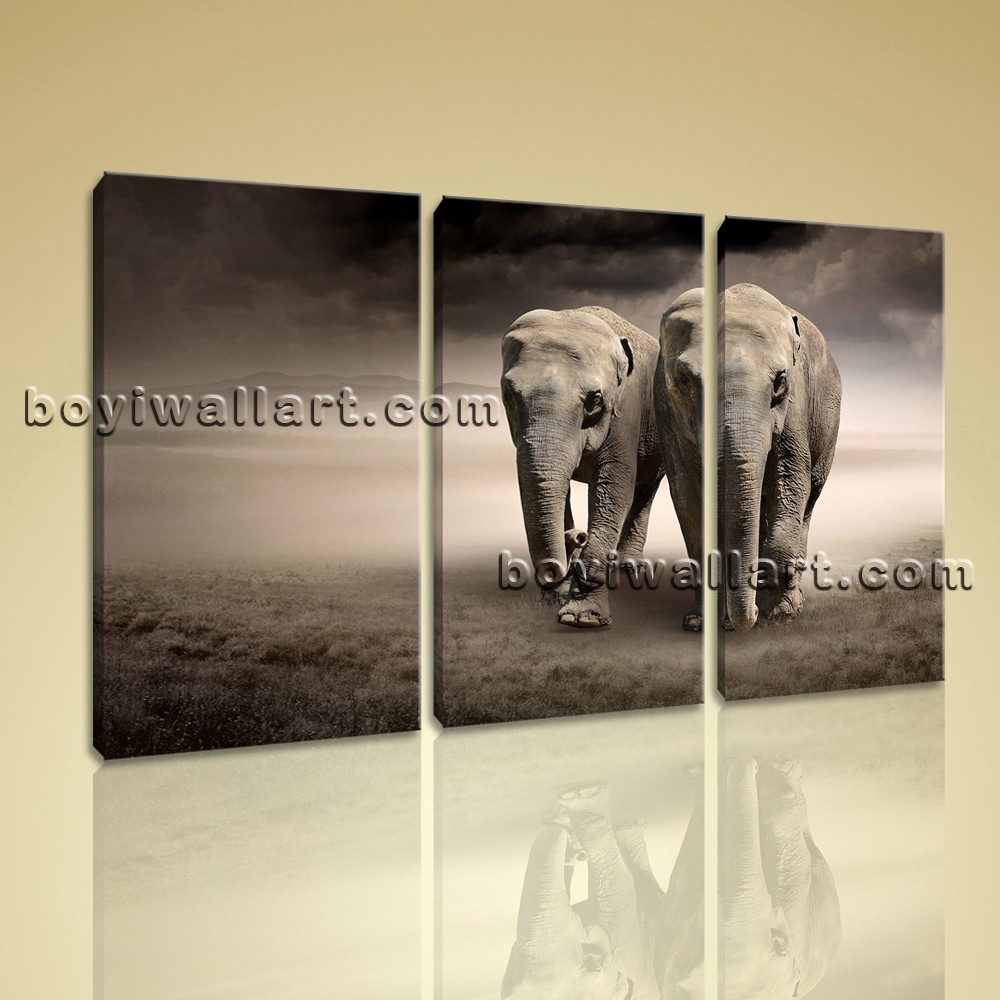 1000x1000 Large Asian Elephant Painting Contemporary Wall Decor Bedroom 1 - Asian Elephant Painting