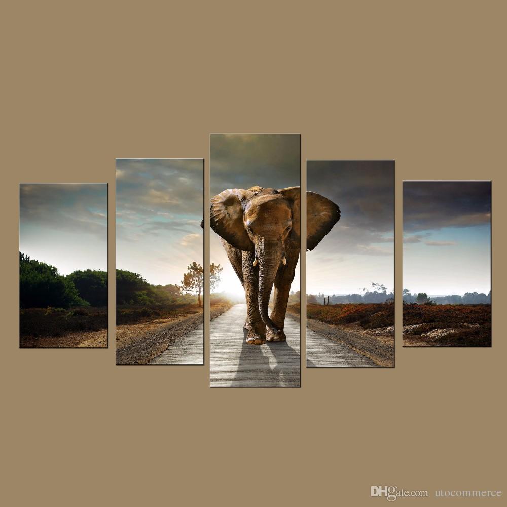 1000x1000 Modern Wall Art Prints Canvas Elephant Painting From Digital - Asian Elephant Painting