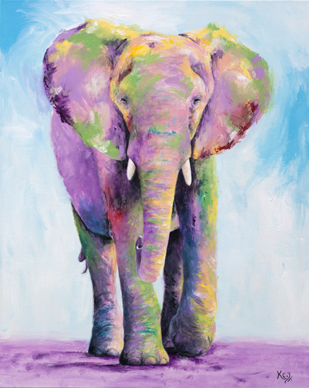 450x565 New Elephant Painting Krystle Cole Fine Art - Asian Elephant Painting