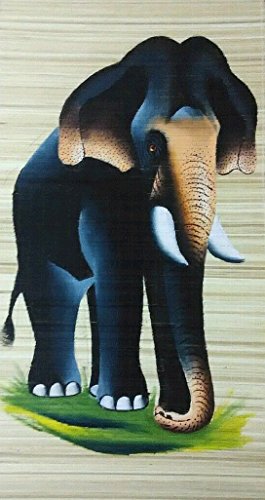265x500 Asian Elephant Kerala Wall Painting On Bamboo Mat - Asian Elephant Painting