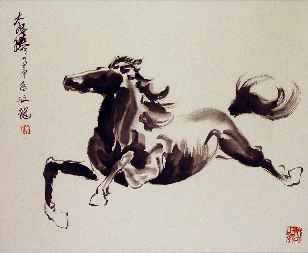 Что означает картина. Лошадь китайская живопись. Лошадь в японской живописи. Китайская живопись тушью лошадь. Китайские современная живопись лошади.
