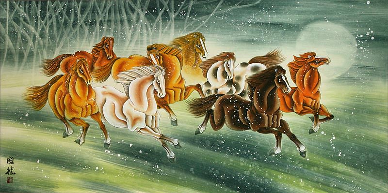 800x399 Running Horses - Asian Horse Painting