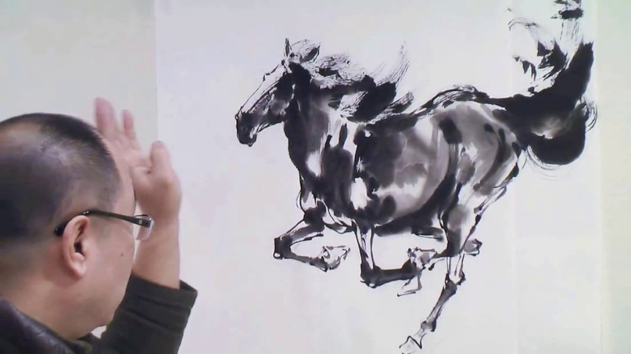 1280x720 Chinese Horse Ink Painting By Master Artist - Asian Horse Painting