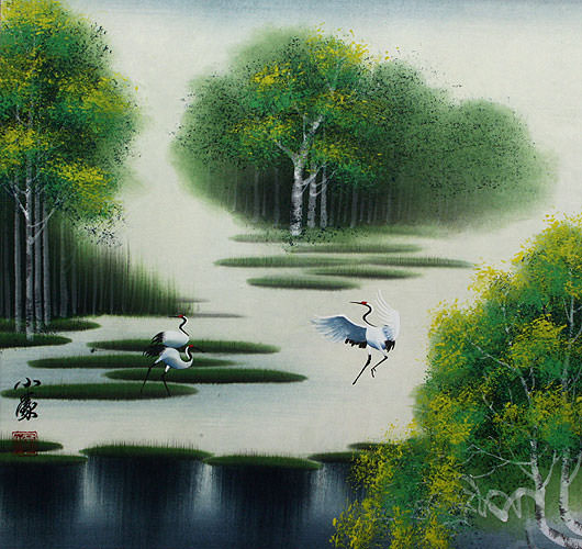 530x500 Birch Forest In Winter - Asian Landscape Painting