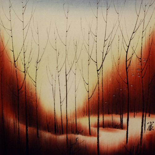 501x500 Sunset Dyes The Forest With Color - Asian Painting